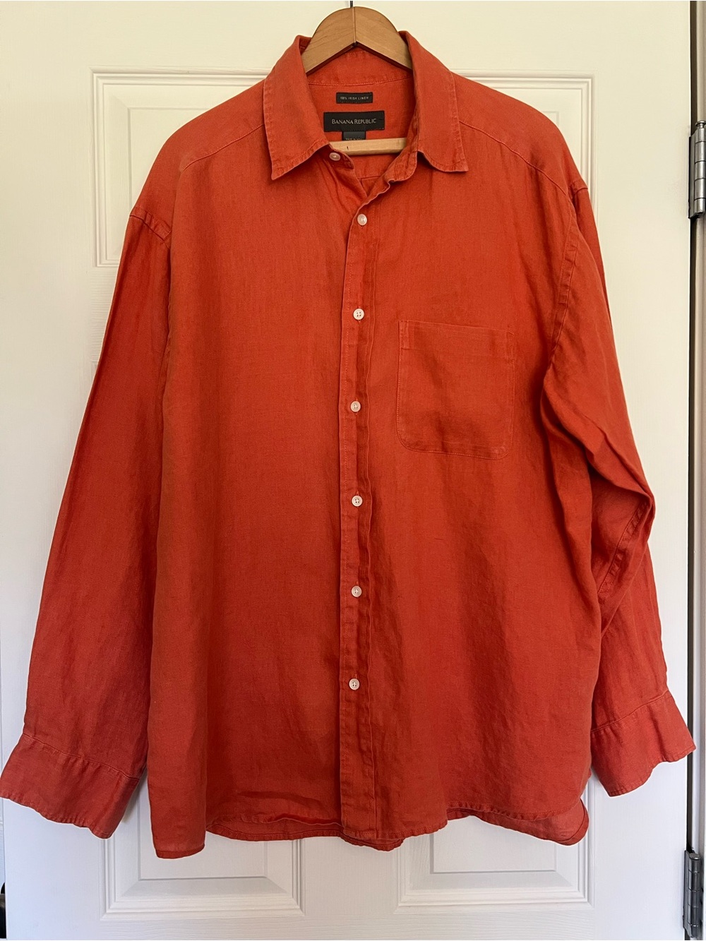 Banana Republic Men's Orange 100% Irish Linen Button-Up Shirt